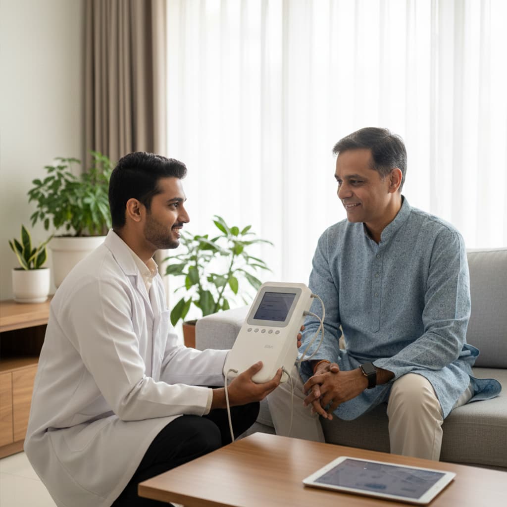 Dietician visiting client at home